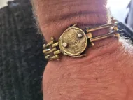 Brass coin link bracelet