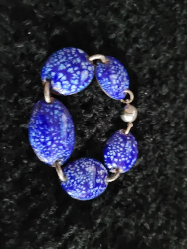 Blue speckle enamel bracelet